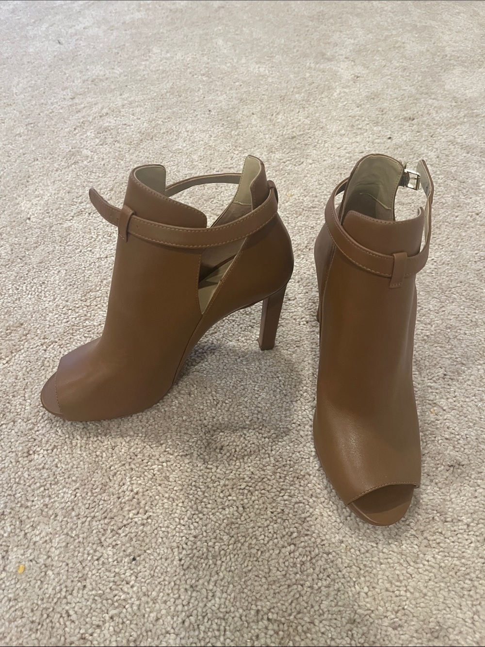 MICHAEL Michael Kors | Brown Leather Peep Toe Ankle Booties | Size 8 NWOT